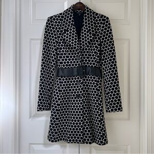 Le Chateau Belted Black and White Polka Dot Trench Coat Y2K Size Small
